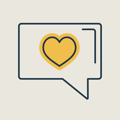Text bubble with heart icon. Happy Valentines Day