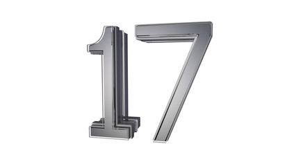 Metal design 3d number 17