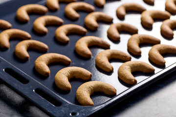 Cookie Making Process. Shortbread is on the Baking Pan