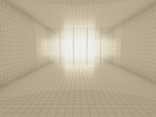 alone in the backrooms liminal space 3d render	