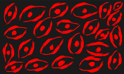 Fototapeta na wymiar Scary demon or devil red eyes pattern on black background.