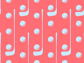Seamless pattern with golf clubs and balls. Golf ball on a red background in vintage style, two colors red and white. Design for typography, banners and posters, promotional items. Vector illustration