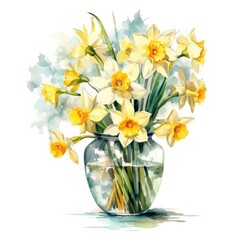 daffodil watercolor isolated on white background 