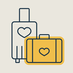 Suitcase and honeymoon on vacation wedding icon