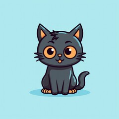 cute cat symbol, cartoon, simple