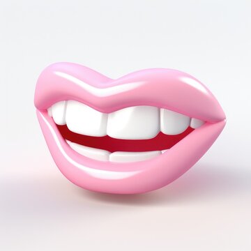 cute and happy person's mouth, 3D render