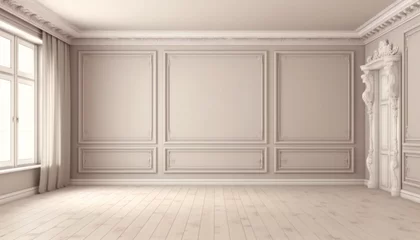 Foto op Canvas Elegant neutral beige empty room design interior white © kilimanjaro 