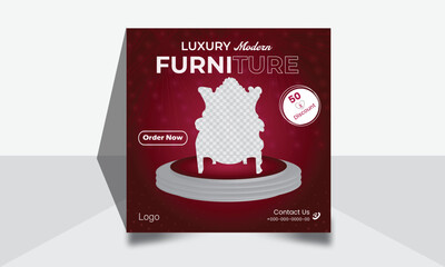 Modern furniture social post web banner unique template luxury design.