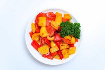 赤色と黄色のパプリカ炒め
