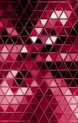 triangular shaped mosaic patterns and design in pink red scarlet and black on a white background