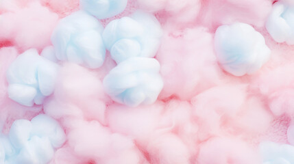 Obraz premium Colorful cotton candy in soft pastel color background. Generative AI