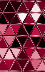 triangular shaped mosaic patterns and design in pink red scarlet and black on a white background