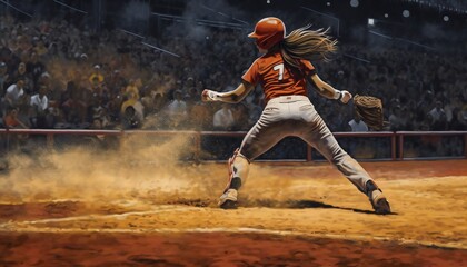 Obraz na płótnie Canvas Spectacular moments of the softball game