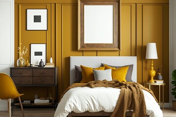 Mustard Dijon Honey Chestnut and White Antique Wood Bedroom