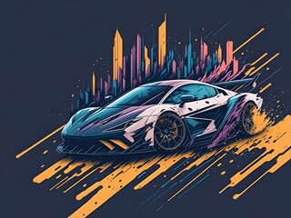 Cartoon car. AI generated illustration