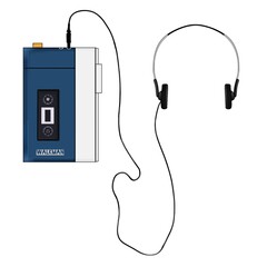 Walkman retro style, portable cassette player music, tape player music © Radel