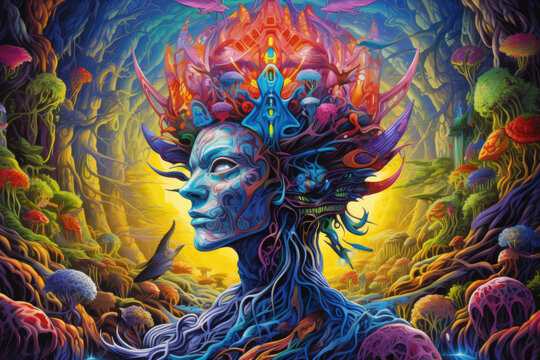 Psychedelic Consciousness. DMT art style.