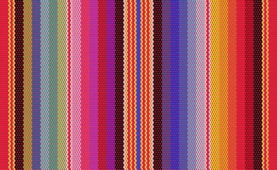 Blanket stripes seamless vector pattern. Background for Cinco de Mayo party decor or ethnic mexican fabric pattern with colorful stripes. Serape design.