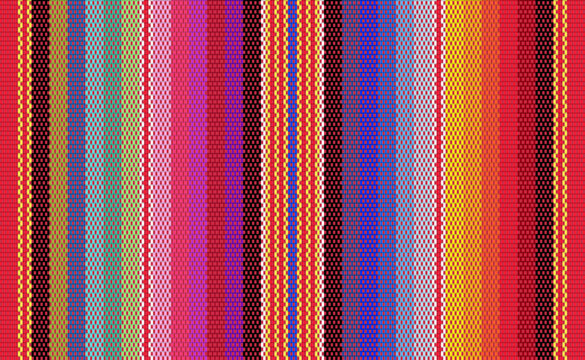 Blanket stripes seamless vector pattern. Background for Cinco de Mayo party decor or ethnic mexican fabric pattern with colorful stripes. Serape design.