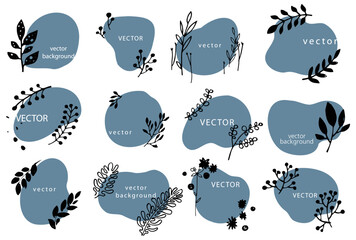 Floral banner with copy space and botany leaves