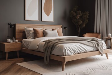 traditional bedroom interior with minimal decor. Generative AI