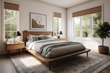 traditional bedroom interior with minimal decor. Generative AI