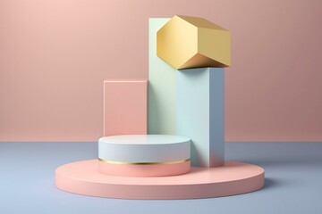 Product podium, winner stand, 3D illustration, minimal design. Generative AI