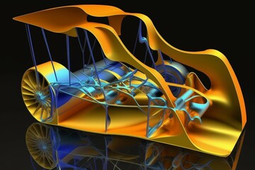 3D depiction of von Mises stress plot for a race car suspension upright. Generative AI