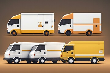 Line-up of delivery vehicles. Generative AI