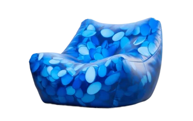 Foto auf Acrylglas Blue Bean Bag on Clear Background. Generative AI © zainab