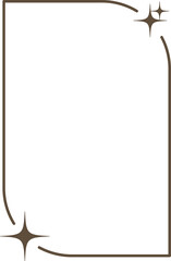 Aesthetic frame with stars. Minimal y2k outline graphic design with sparkles. Abstract arches borders. Trendy boho geometric template.