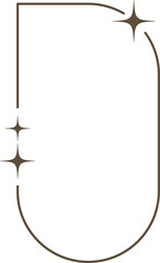 Aesthetic frame with stars. Minimal y2k outline graphic design with sparkles. Abstract arches borders. Trendy boho geometric template.