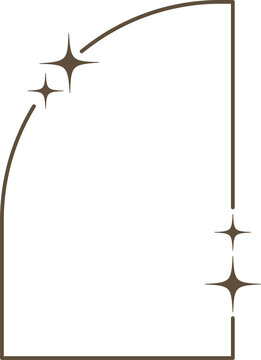 recommend clip art: Aesthetic frame with stars. Minimal y2k outline graphic design with sparkles. Abstract arches borders. Trendy boho geometric template.