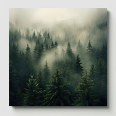 A lucious dark green forest with a cool setting mist creates an image that is perfect for any background whether it be a laptop or your phone.