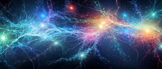 Wonders of Nerve Fibers,intricate world of nerve fibers,Generated with AI. - obrazy, fototapety, plakaty