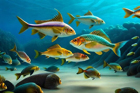 Stunning underwater image of a school of vibrant fish