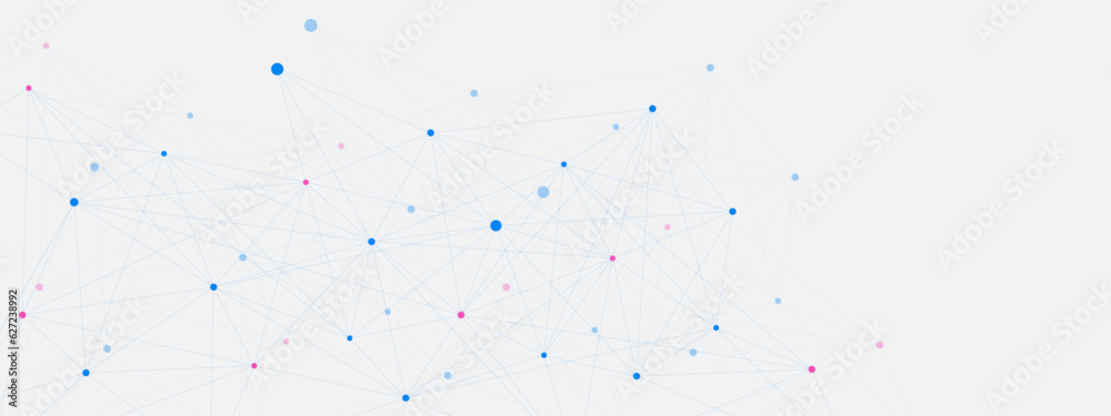 Poster abstract minimal geometric with connecting dots and lines on white background. global network connec