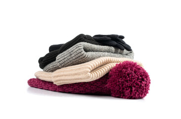 Winter Hat Isolated, Knitted Cap, Beige Winter Hat on White Background