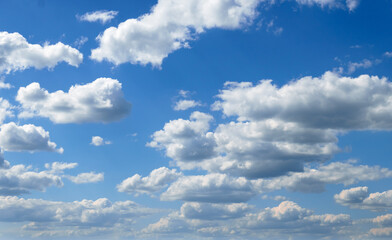 beautiful blue sky with cumulus clouds for abstract background