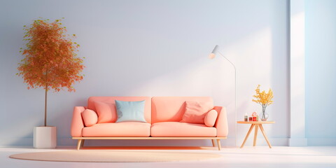 minimalistic interior background with a soft pastel color palette perfect for a serene and soothing atmosphere.