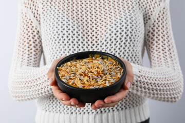 Fall season food concept - tasty pumpkin porridge