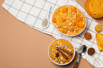 Fall season food concept - tasty pumpkin porridge