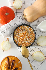 Fall season food concept - tasty pumpkin porridge