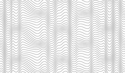 Abstract irregular wavy lines background. Vector Illustration of the pattern of gray lines on white background. Line texture with both editable and non-editable stroke. Vector illustration.