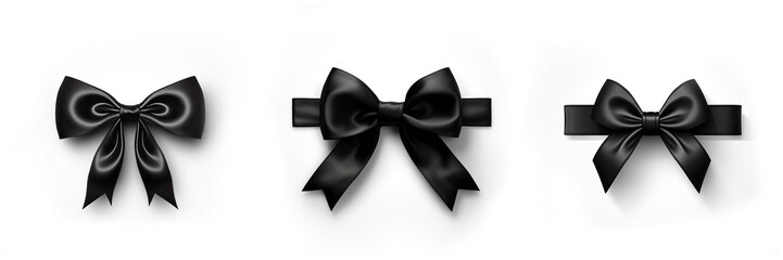 Black ribbon set isolated on transparent background