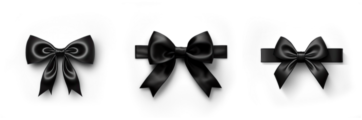 Black ribbon set isolated on transparent background