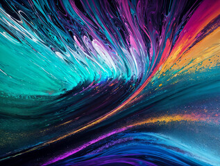 abstract background of multi-colored liquid paints and lines, 3d waves and lines .AI generated