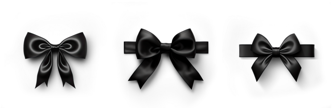 Black ribbon set isolated on transparent background