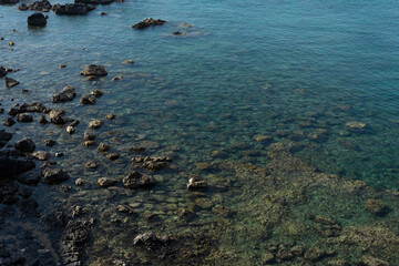 Blue sea view, sunny view from above