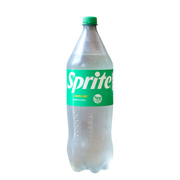  1L50 bottle of sweet carbonated drink Sprite on white background, made for Belgium